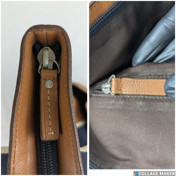 Coach Brown 2-Way Shoulder & Tote Brown Leather Bag Heritage Stripe Made Vietnam - Picture 9 of 16